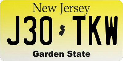 NJ license plate J30TKW