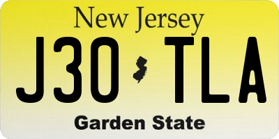 NJ license plate J30TLA
