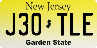 NJ license plate J30TLE
