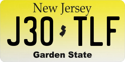 NJ license plate J30TLF