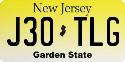 NJ license plate J30TLG