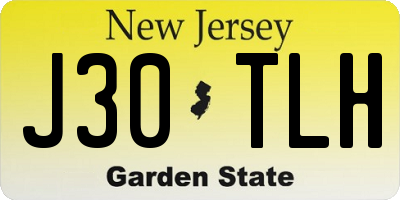 NJ license plate J30TLH