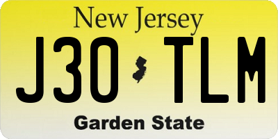 NJ license plate J30TLM