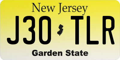 NJ license plate J30TLR