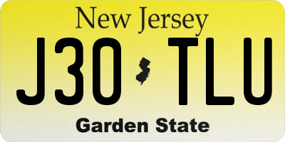 NJ license plate J30TLU