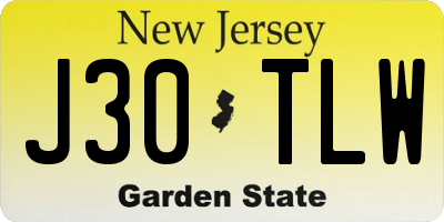 NJ license plate J30TLW