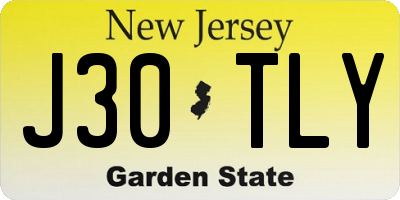 NJ license plate J30TLY
