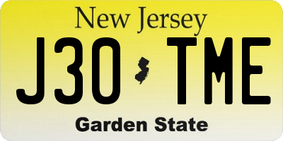 NJ license plate J30TME