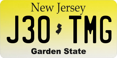 NJ license plate J30TMG