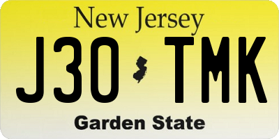 NJ license plate J30TMK