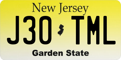 NJ license plate J30TML