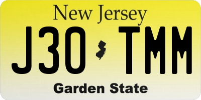 NJ license plate J30TMM