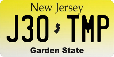 NJ license plate J30TMP