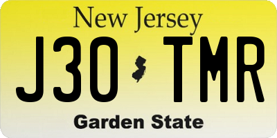 NJ license plate J30TMR