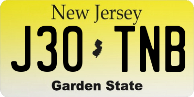 NJ license plate J30TNB