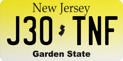 NJ license plate J30TNF