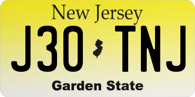 NJ license plate J30TNJ