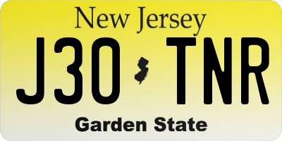NJ license plate J30TNR