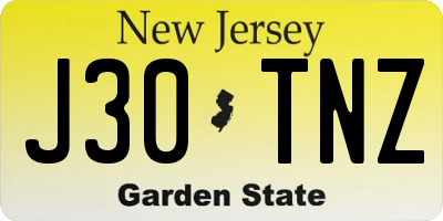 NJ license plate J30TNZ