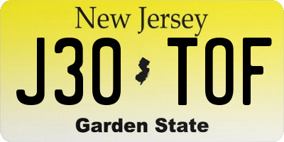 NJ license plate J30TOF