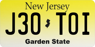 NJ license plate J30TOI