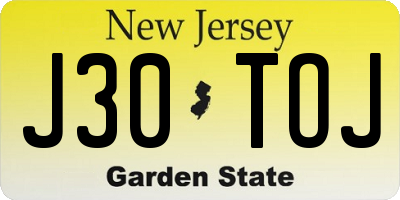 NJ license plate J30TOJ