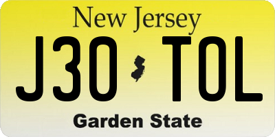 NJ license plate J30TOL