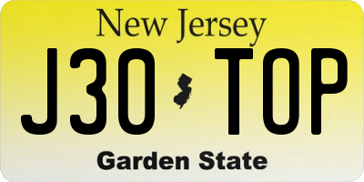 NJ license plate J30TOP