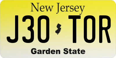 NJ license plate J30TOR
