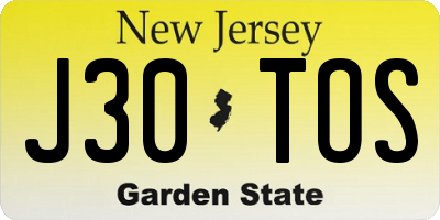 NJ license plate J30TOS