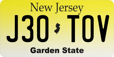 NJ license plate J30TOV