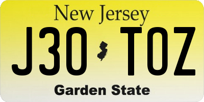 NJ license plate J30TOZ