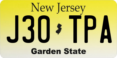 NJ license plate J30TPA
