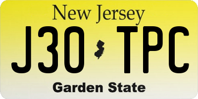 NJ license plate J30TPC