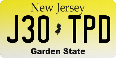 NJ license plate J30TPD