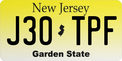 NJ license plate J30TPF