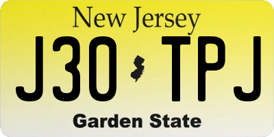 NJ license plate J30TPJ