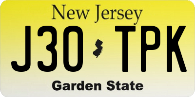 NJ license plate J30TPK