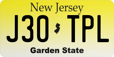 NJ license plate J30TPL