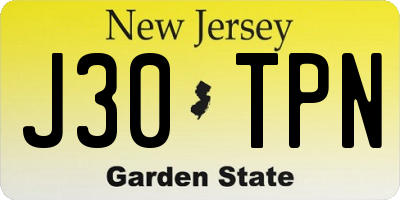 NJ license plate J30TPN