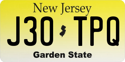 NJ license plate J30TPQ