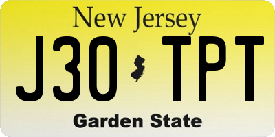 NJ license plate J30TPT