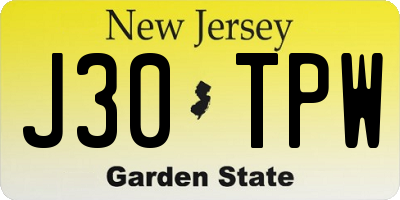 NJ license plate J30TPW