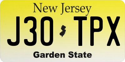 NJ license plate J30TPX