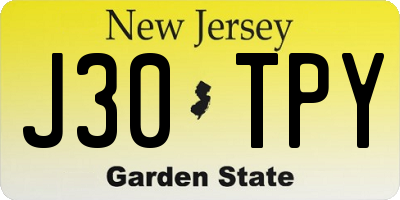 NJ license plate J30TPY
