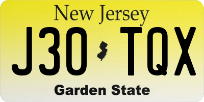 NJ license plate J30TQX