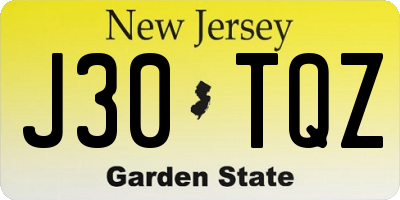 NJ license plate J30TQZ