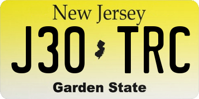 NJ license plate J30TRC