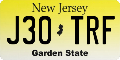 NJ license plate J30TRF