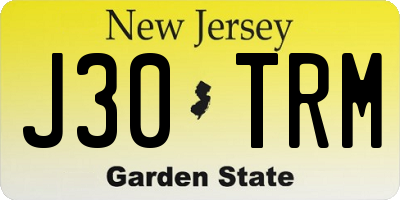 NJ license plate J30TRM